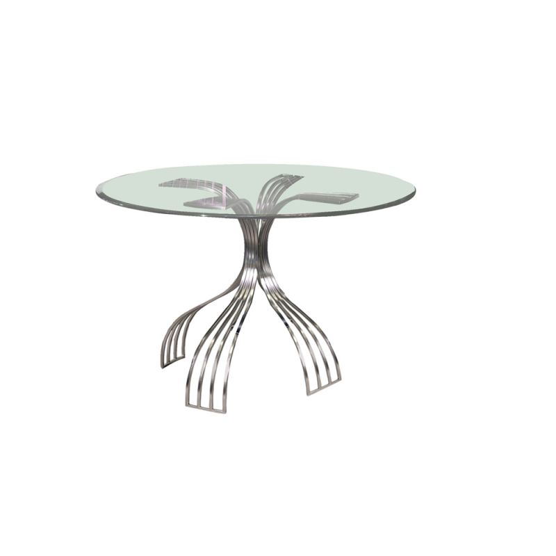 Chintaly - Ashtyn Round Glass Dining Table With Bevel Edge - ASHTYN-DT