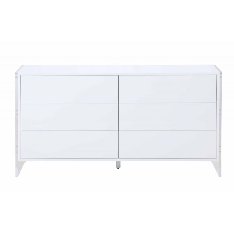 Chintaly - Barcelona Contemporary Wooden & Solid Acrylic Buffet w/ 6 Drawers - BARCELONA-BUF