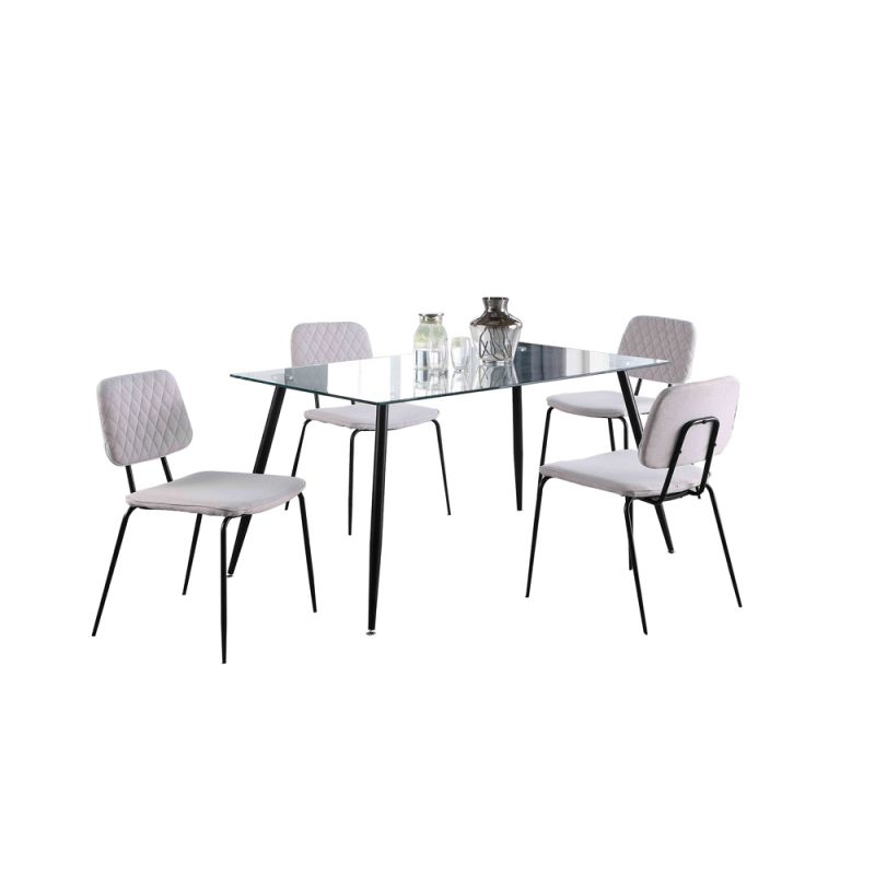 Chintaly - Bertha Contemporary Dining Set w/ Rectangular Glass Table & 4 Chairs - BERTHA-5PC