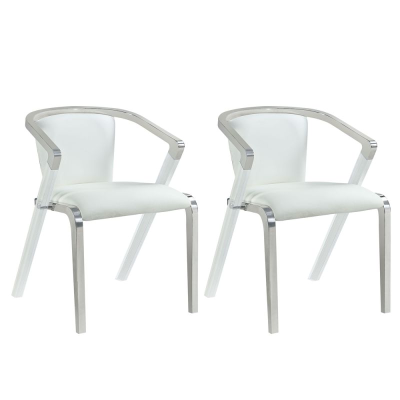 Chintaly - Bruna Modern Arm Chair w/ Steel & Solid Acrylic Frame (Set of 2) - BRUNA-AC-WHT