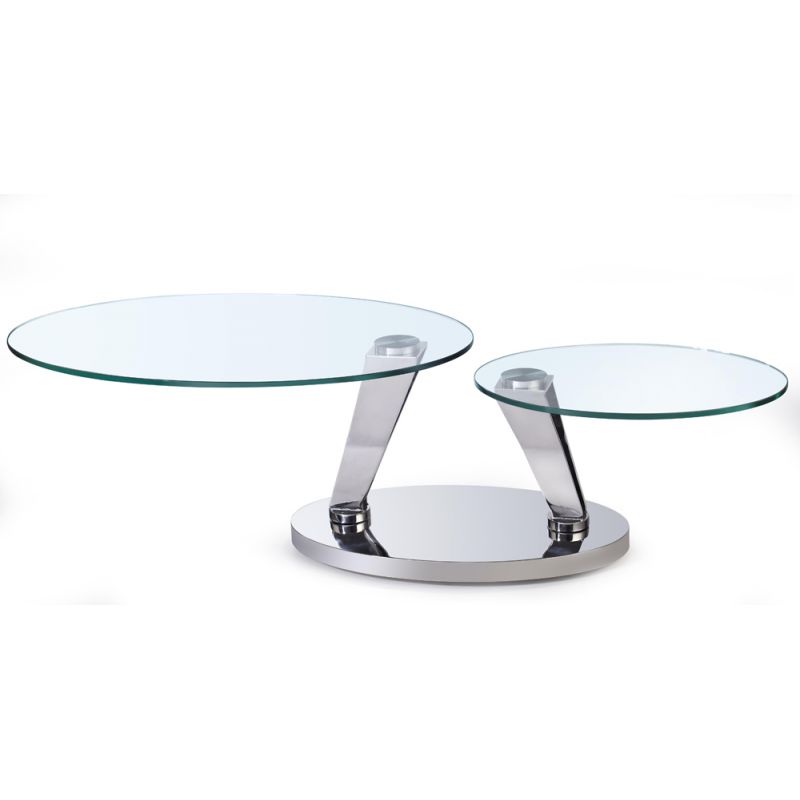 Chintaly - Contemporary Dual Glass Top Motion Cocktail Table - 8045-CT