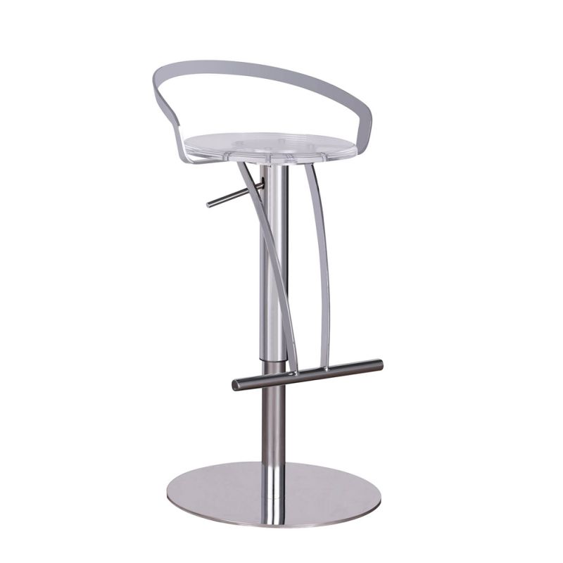 Chintaly - Contemporary Pneumatic-Adjustable Stool w/ Solid Acrylic Seat - 4928-AS-CLR