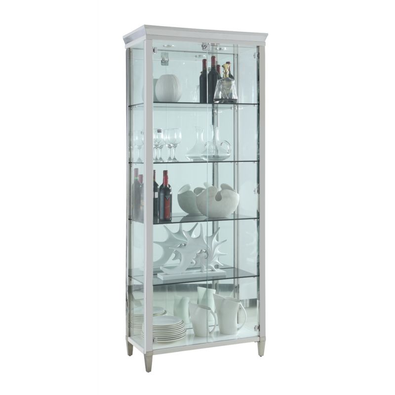 Chintaly - Contemporary Tempered Glass Curio w/ Shelves, Lighting & Locking Doors - 6652-CUR