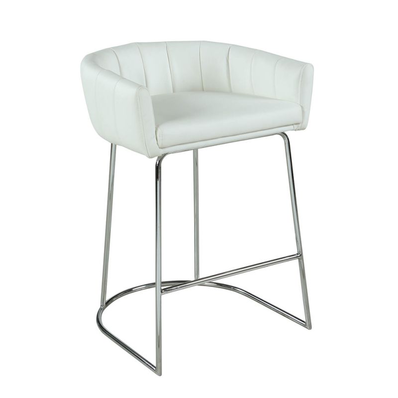 Chintaly - Denise Contemporary Channel Back Counter Stool - DENISE-CS-WHT