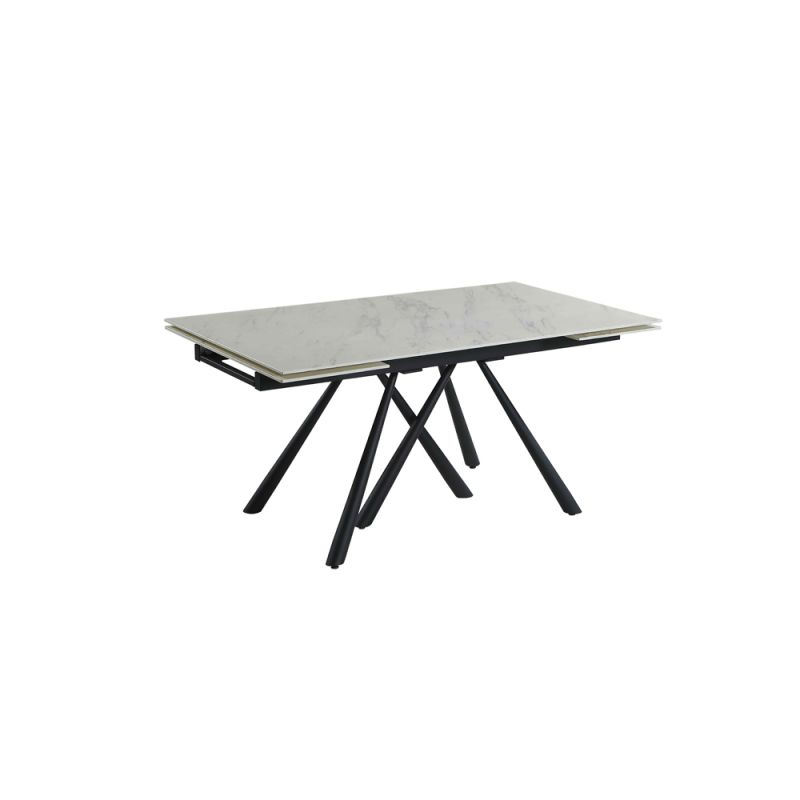 Chintaly - Dina Modern Extendable Marbleized Glass Dining Table - DINA-DT