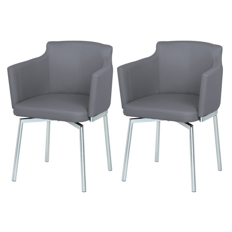 Chintaly - Dusty Club Style Swivel Arm Chair Kd Gray - (Set of 2) - DUSTY-AC-GRY-KD