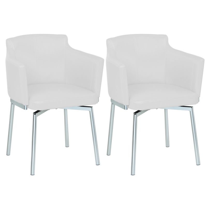 Chintaly - Dusty Club Style Swivel Arm Chair Kd White (Set of 2) - DUSTY-AC-WHT-KD