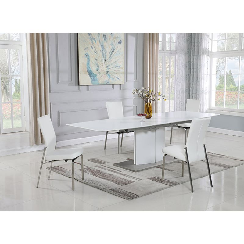 Chintaly - Elizabeth - Dining Set w/ Extendable Dining Table & 4 Motion-Back Side Chairs - ELIZABETH-MOLLY-5PC-WHT