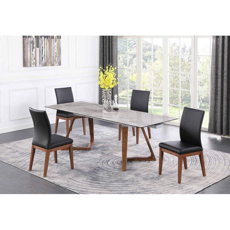 Chintaly - Emilia - Dining Set w/ Extendable Ceramic Table & Solid Wood Chairs - EMILIA-EMMA-5PC