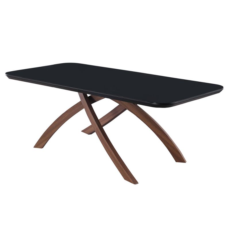 Chintaly - Emily - Black Glass Top Dining Table w/ Crisscross Base - EMILY-DT