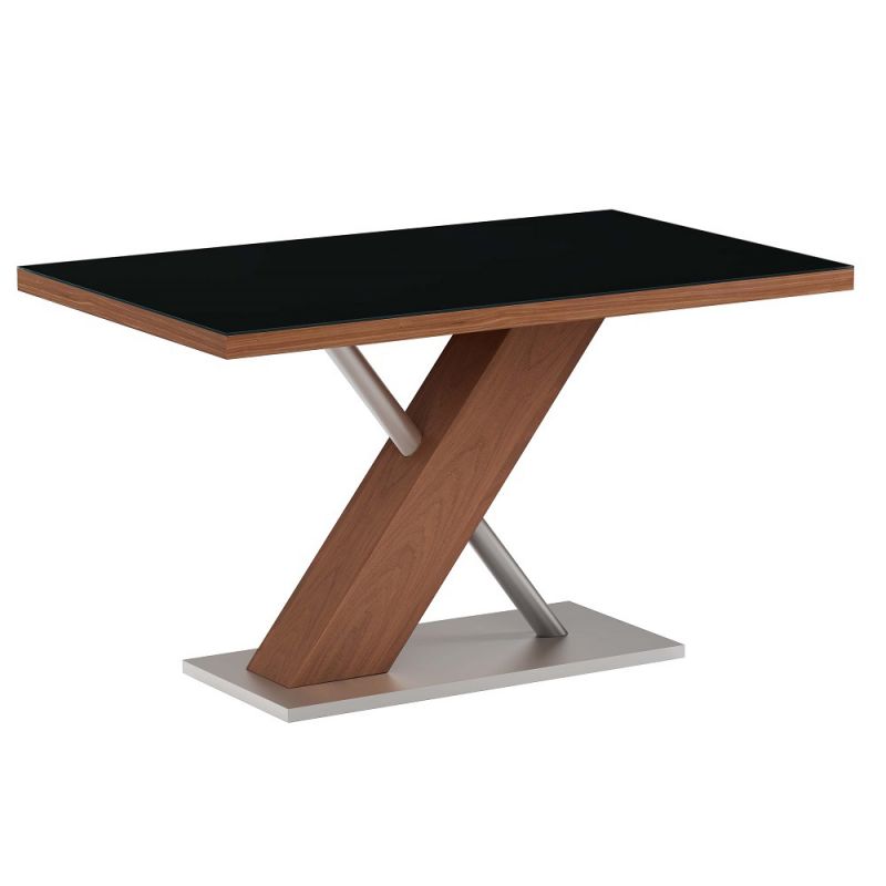 Chintaly - Emma - Modern Wooden Black Glass Top Dining Table - EMMA-DT