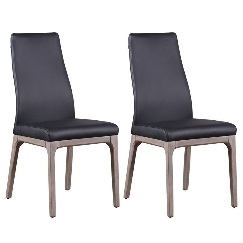 Chintaly - Esther Modern Contour Back Upholstered Side Chair w/ Solid Wood Base (Set of 2) - ROSARIO-SC-GRY-BLK