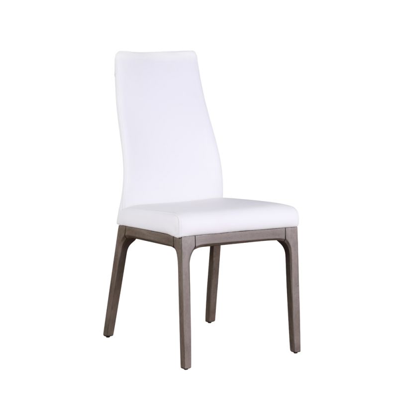 Chintaly - Esther Modern Contour Back Upholstered Side Chair w/ Solid Wood Base (Set of 2) - ROSARIO-SC-GRY-WHT