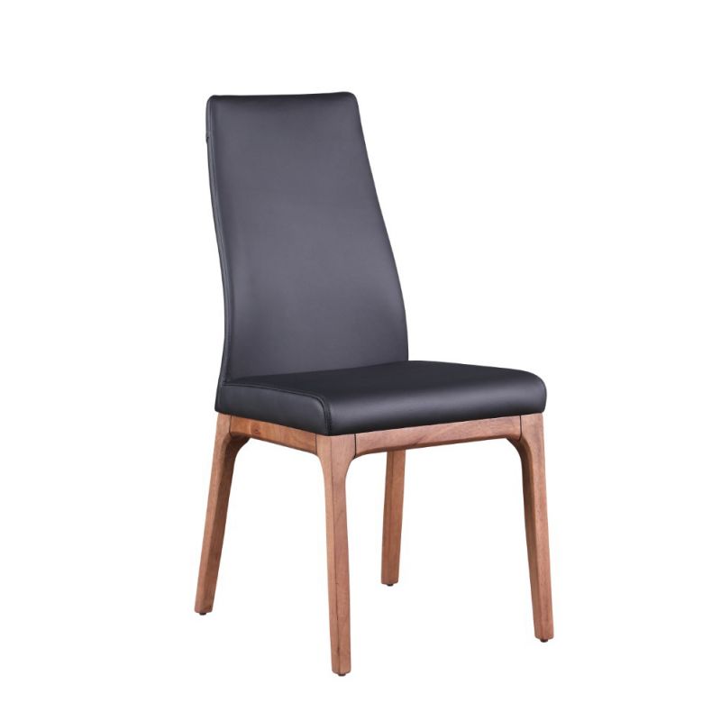 Chintaly - Esther Modern Contour Back Upholstered Side Chair w/ Solid Wood Base (Set of 2) - ROSARIO-SC-WAL-BLK