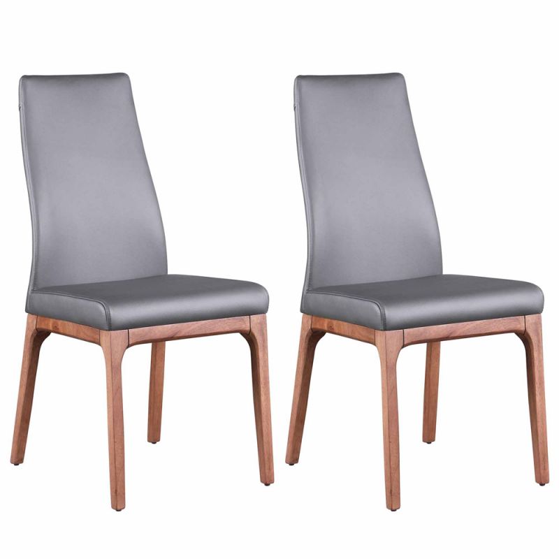 Chintaly - Esther Modern Contour Back Upholstered Side Chair w/ Solid Wood Base (Set of 2) - ROSARIO-SC-WAL-GRY