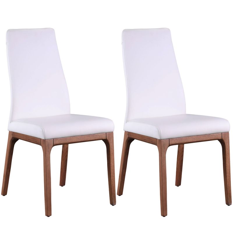 Chintaly - Esther Modern Contour Back Upholstered Side Chair w/ Solid Wood Base (Set of 2) - ROSARIO-SC-WAL-WHT