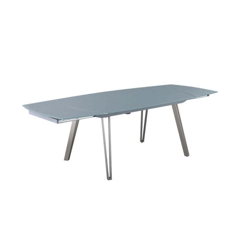 Chintaly - Evie Contemporary Motion-Extendable Gray Glass Table - EVIE-DT