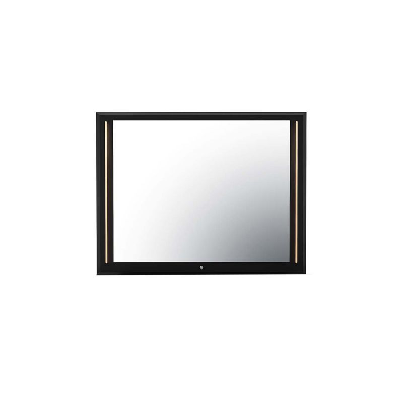 Chintaly - Florence Modern Gloss Black Framed Mirror w/ LED Lighting - FLORENCE-MIR