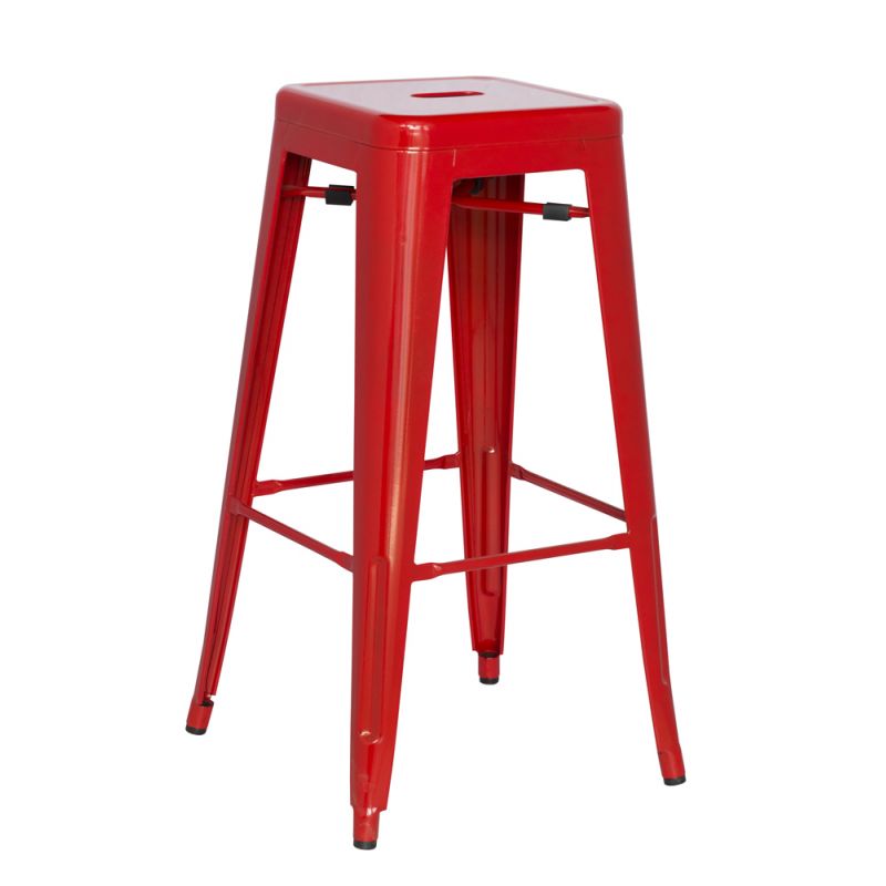 Chintaly - Galvanized Steel Bar Stool Red (Set of 4) - 8015-BS-RED