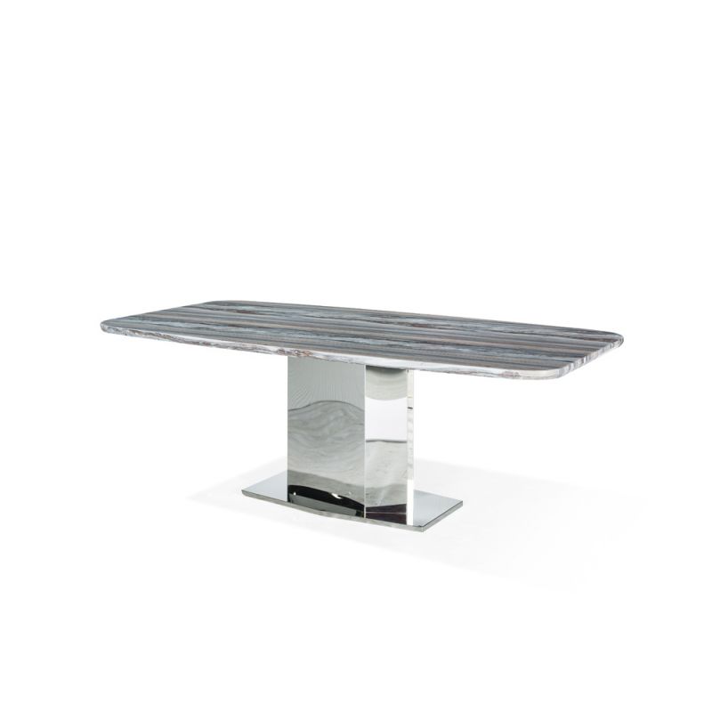 Chintaly - Isabel - Contemporary Marble Dining Table w/Stainless Steel Base - ISABEL-DT