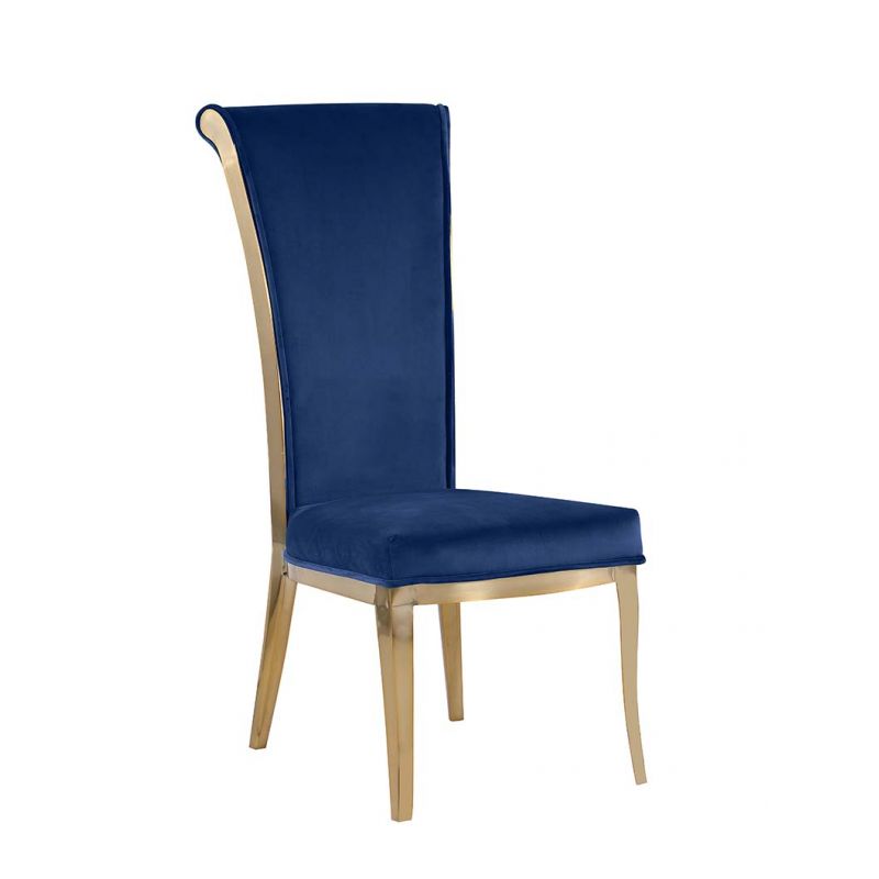 Chintaly - Joy - High Back Side Chair w/ Golden Frame - (Set of 2) - JOY-SC-BLU-BGL