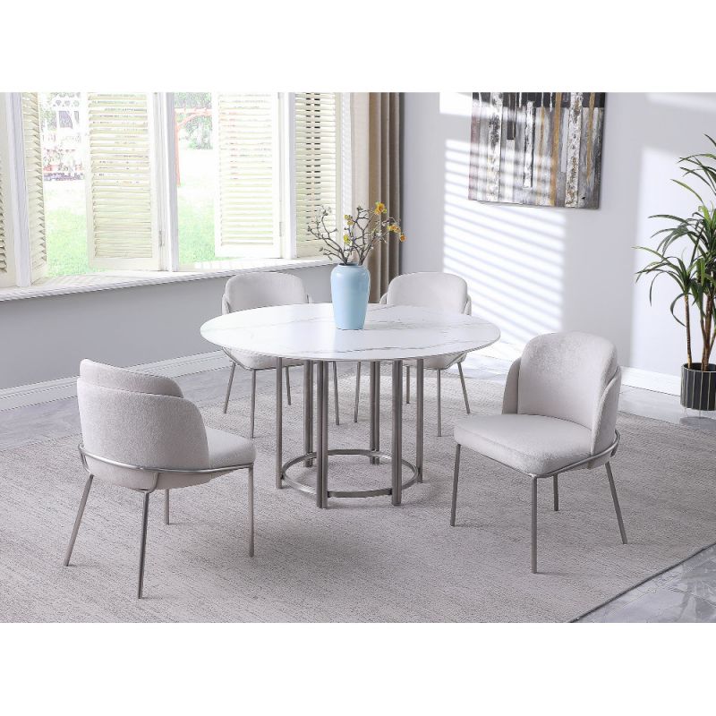 Chintaly - Kamila - Contemporary Dining Set w/ Sintered Stone Top Table & 4 Chairs - KAMILA-5PC