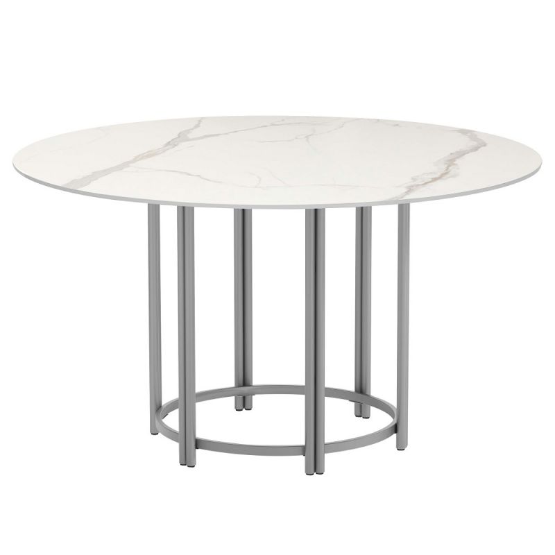 Chintaly - Kamila - Contemporary Marbleized Sintered Stone Top Dining Table w/ Steel Base - KAMILA-DT