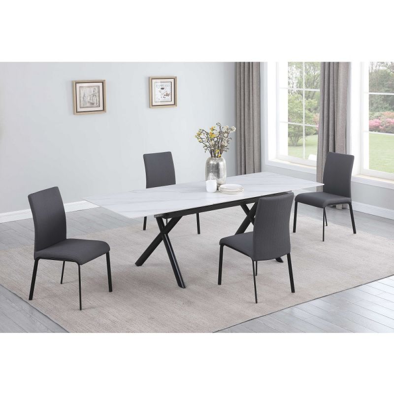 Chintaly - Karol - Dining Set w/ Extendable Sintered Stone Top Table & 4 Chairs - KAROL-AIDA-5PC