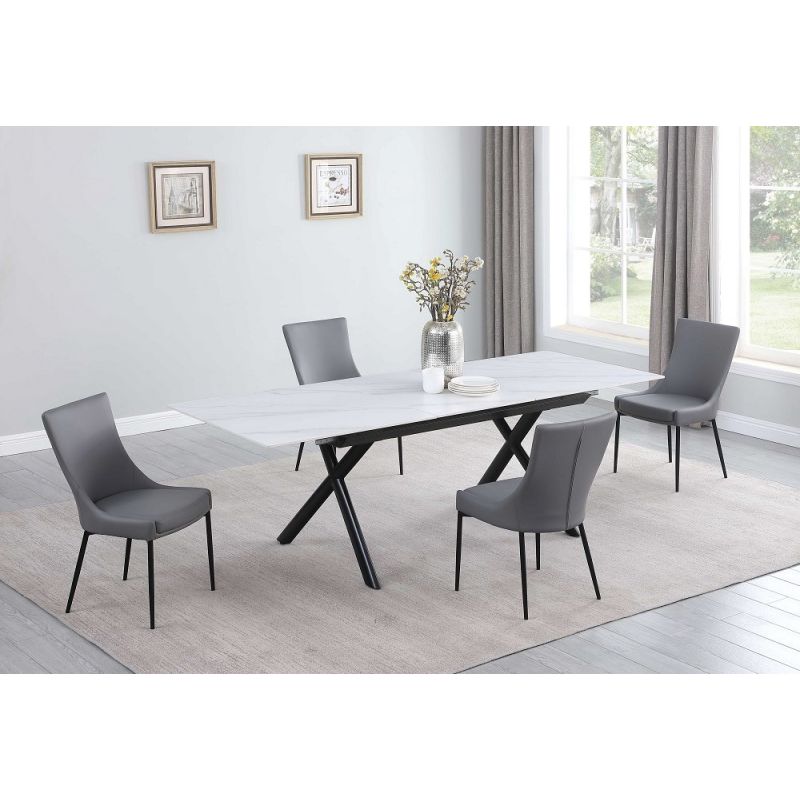 Chintaly - Karol - Dining Set w/ Extendable Sintered Stone Top Table & 4 Chairs - KAROL-KELLY-5PC