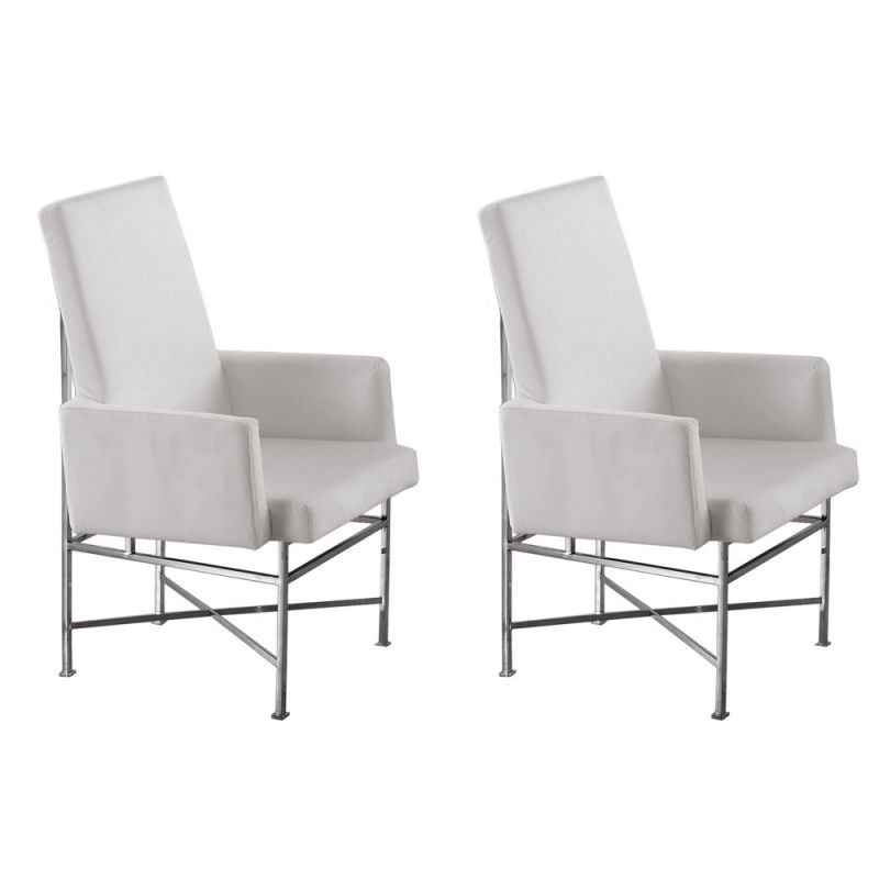 Chintaly - Kendall Contemporary Arm Chair w/ Steel Frame (Set of 2) - KENDALL-AC-CRM