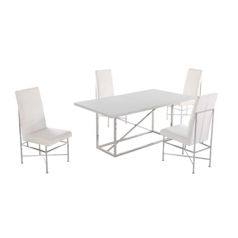 Chintaly - Kendall Contemporary Dining Set with Butterfly Extendable Table & 4 Side Chairs - KENDALL-5PC