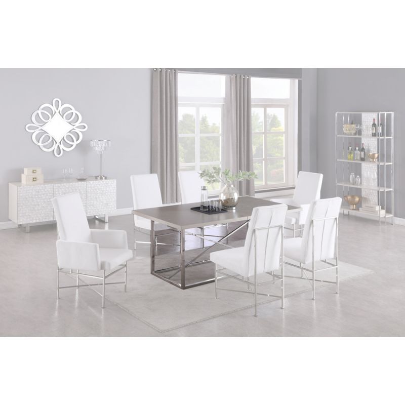 Chintaly - Kendall Contemporary Extendable Gray Dining Table w/ Steel Frame - KENDALL-DT