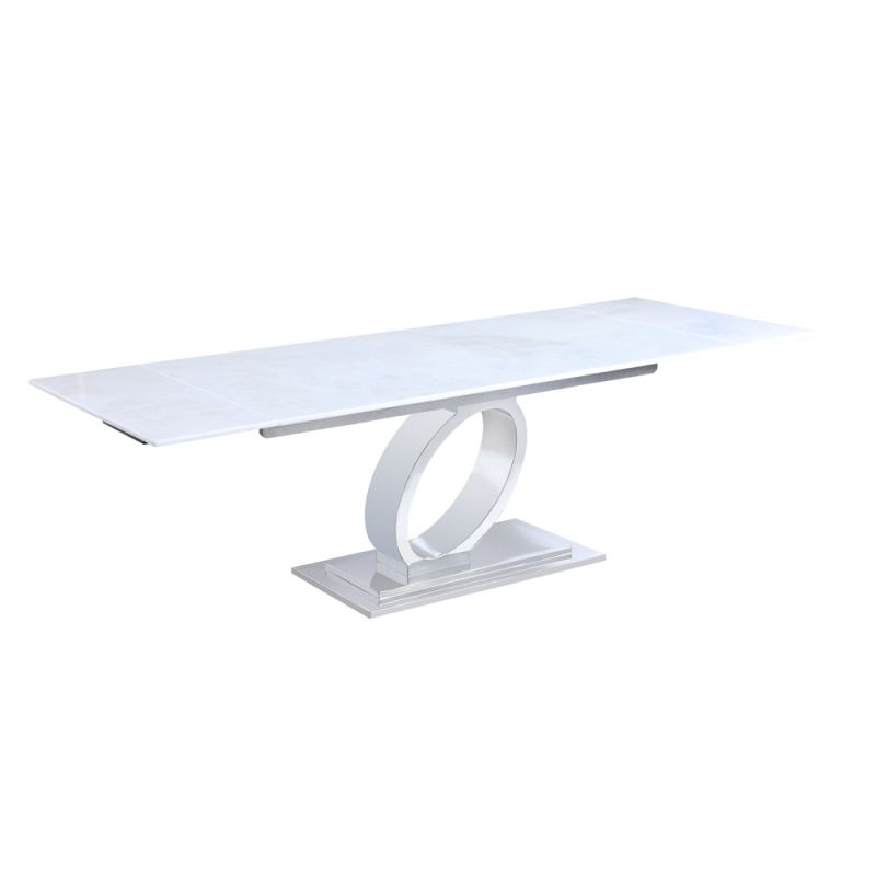 Chintaly - Lanna Modern Extendable Marble Dining Table w/ “O” Ring Base - LANNA-DT