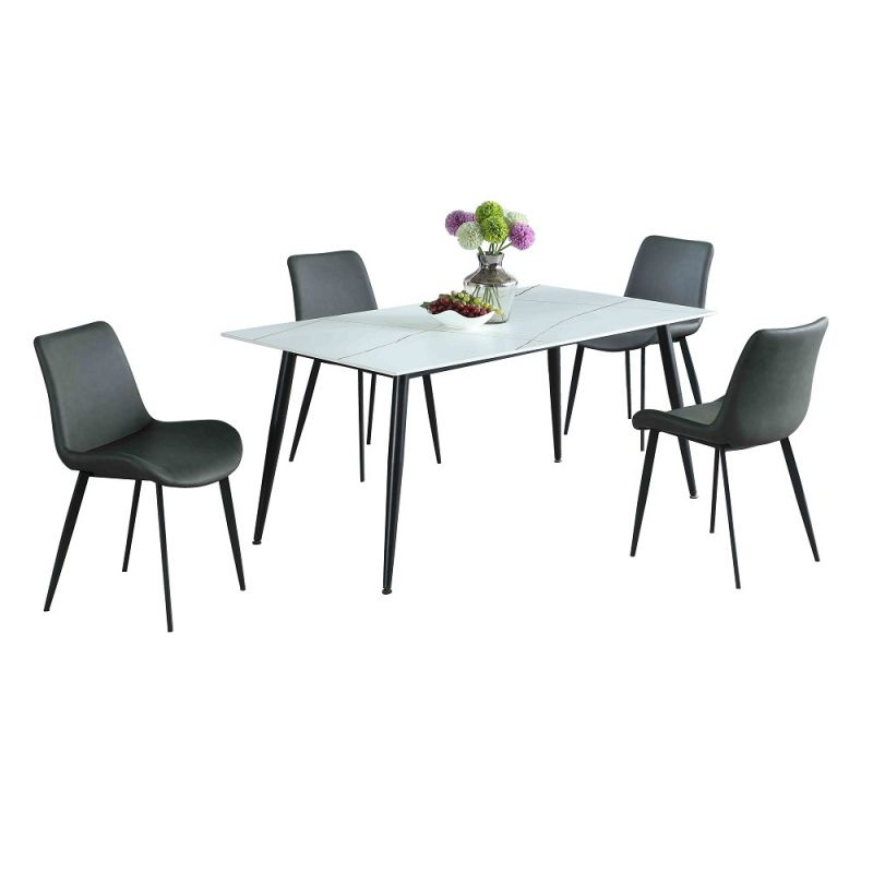 Chintaly - Mary - Contemporary Dining Set w/ Sintered Stone Top & 4 Chairs - MARY-5PC-GRY