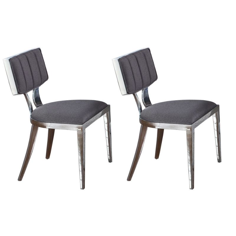 Chintaly - Mavis Midcentury Chair with Textured Fabric Seat (Set of 2) - MAVIS-SC-GRY-POL