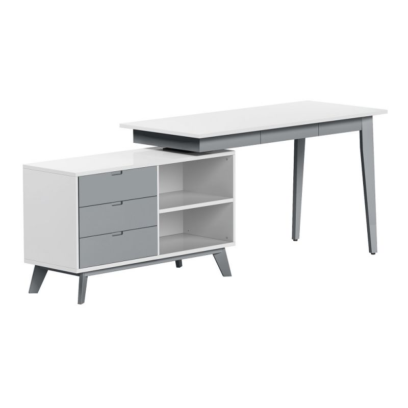 Chintaly - Modern 2-Tone Rotating Wooden Home Office Desk - 6934-DSK