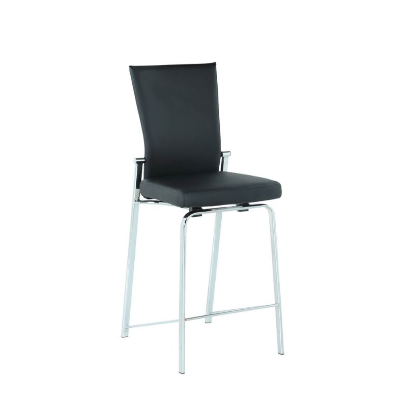 Chintaly - Molly Contemporary Motion Back Bar Stool w/ Chrome Frame - MOLLY-BS-BLK-CHM