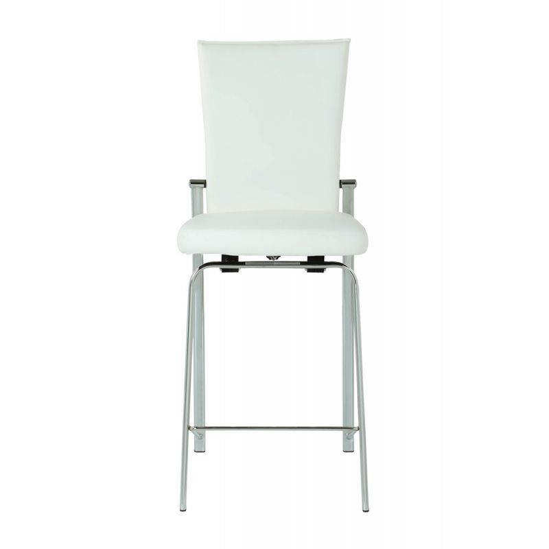 Chintaly - Molly Contemporary Motion Back Bar Stool w/ Chrome Frame - MOLLY-BS-WHT-CHM