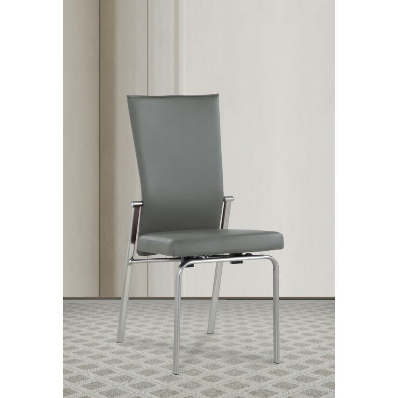 Chintaly - Molly Contemporary Motion-Back Side Chair w/ Brushed Steel Frame (Set of 2) - MOLLY-SC-GRY-BSH