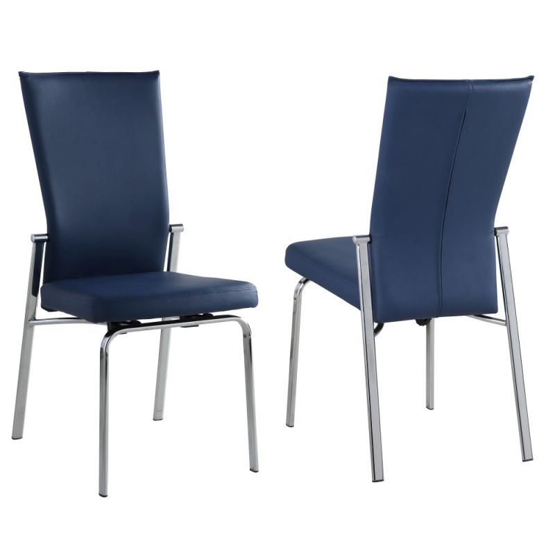Chintaly - Molly Contemporary Motion-Back Side Chair w/ Chrome Frame (Set of 2) - MOLLY-SC-BLU