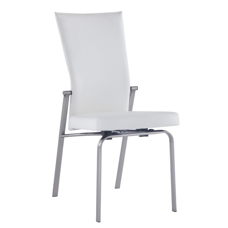 Chintaly - Molly Motion Back Side Chair with Brushed Steel in White (Set of 2) - MOLLY-SC-WHT-BSH
