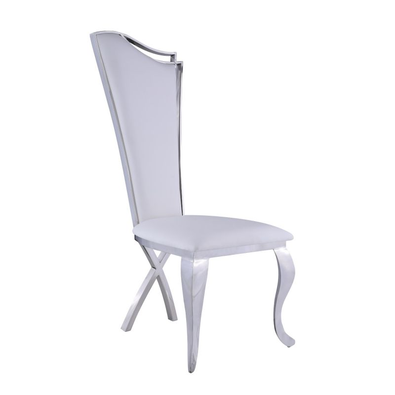 Chintaly - Nadia Contemporary High-Back Side Chair in White (Set of 2) - NADIA-SC-WHT-PU