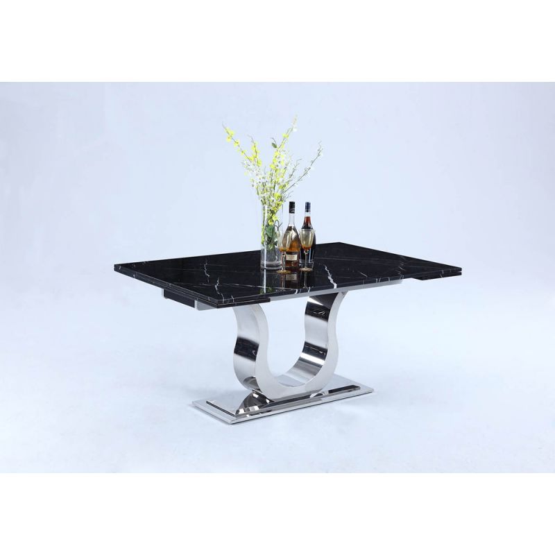 Chintaly - Nadia Contemporary Marble Top Extendable Dining Table - NADIA-DT