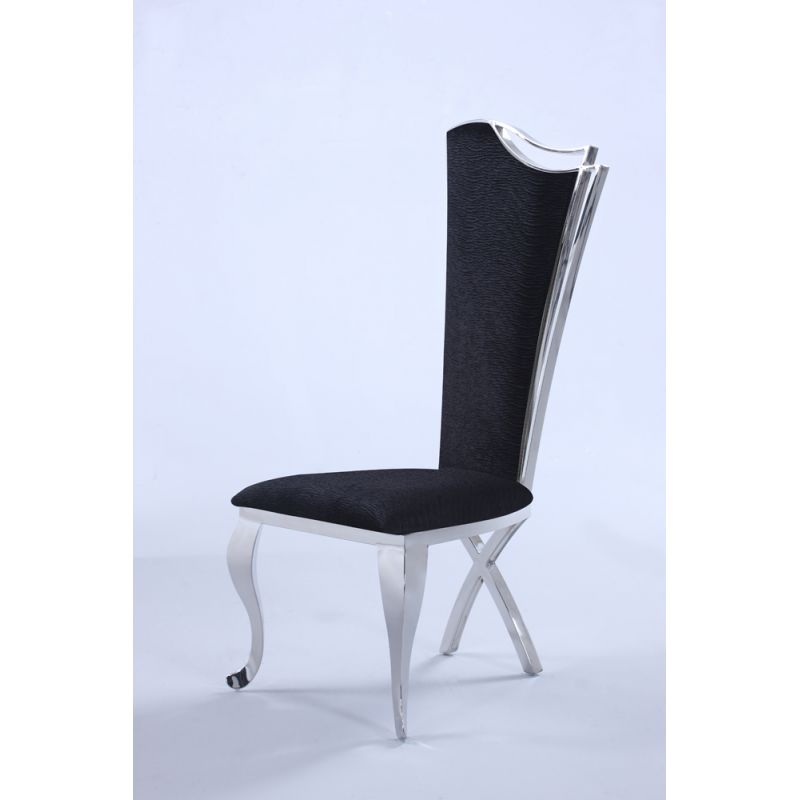 Chintaly - Nadia Contemporary High-Back Side Chair in Black Fabric (Set of 2) - NADIA-SC-BLK