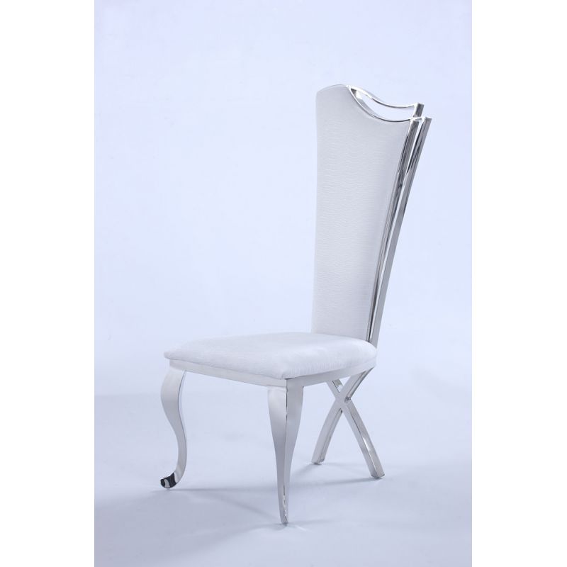 Chintaly - Contemporary High-Back Side Chair in White Fabric (Set of 2) - NADIA-SC-WHT