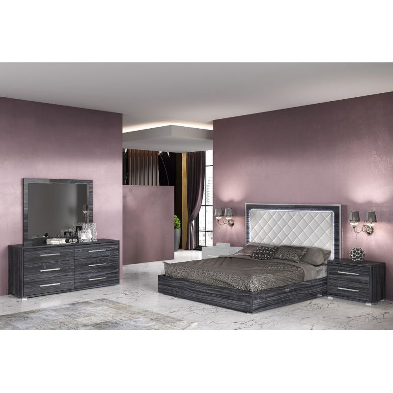 Chintaly - Naples - 4-Piece King Size Bedroom Set w/ Bed, Dresser, Mirror & Nightstand - NAPLES-KG-4PC