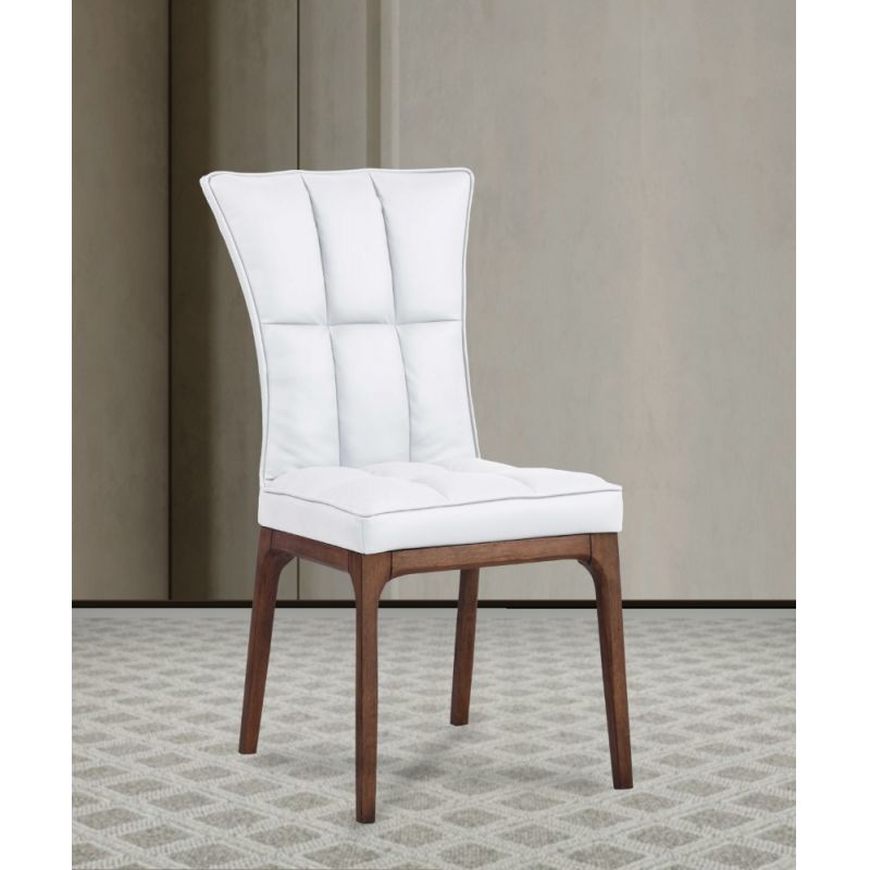 Chintaly - Peggy Modern Tufted Side Chair w/ Solid Wood Frame (Set of 2) - PEGGY-SC-WAL-WHT