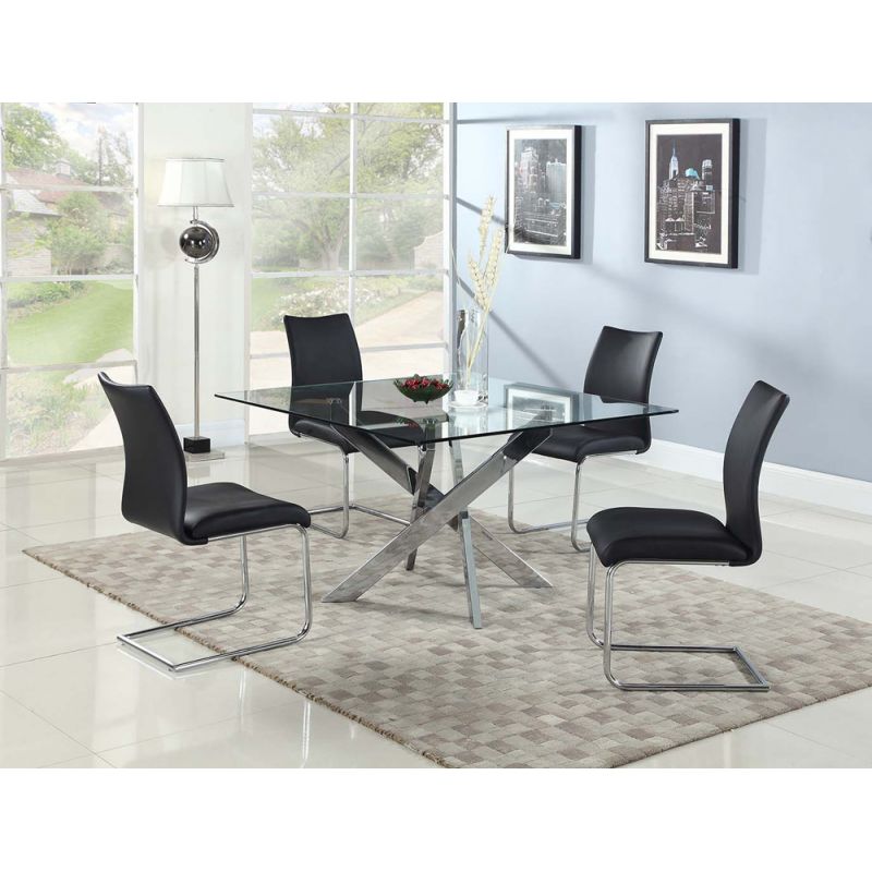 Chintaly - Pixie - Dining Set w/ Glass Top Table & 4 Cantilever Side Chairs - PIXIE-JANE-5PC