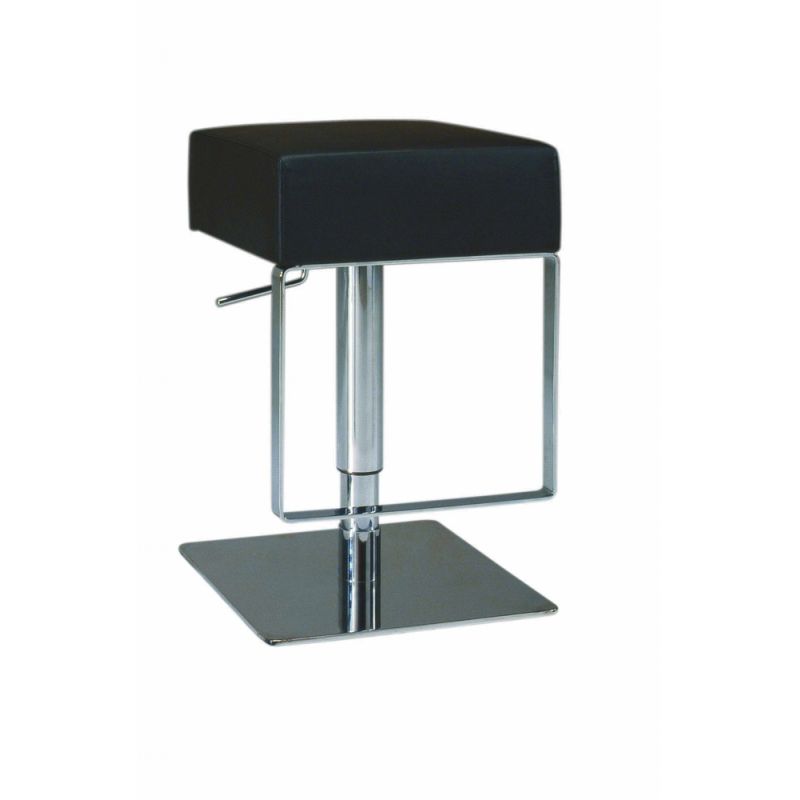 Chintaly - Pneumatic Gas Lift Adjustable Height Swivel Stool Brushed Stainless Steel - 0811-AS-BLK