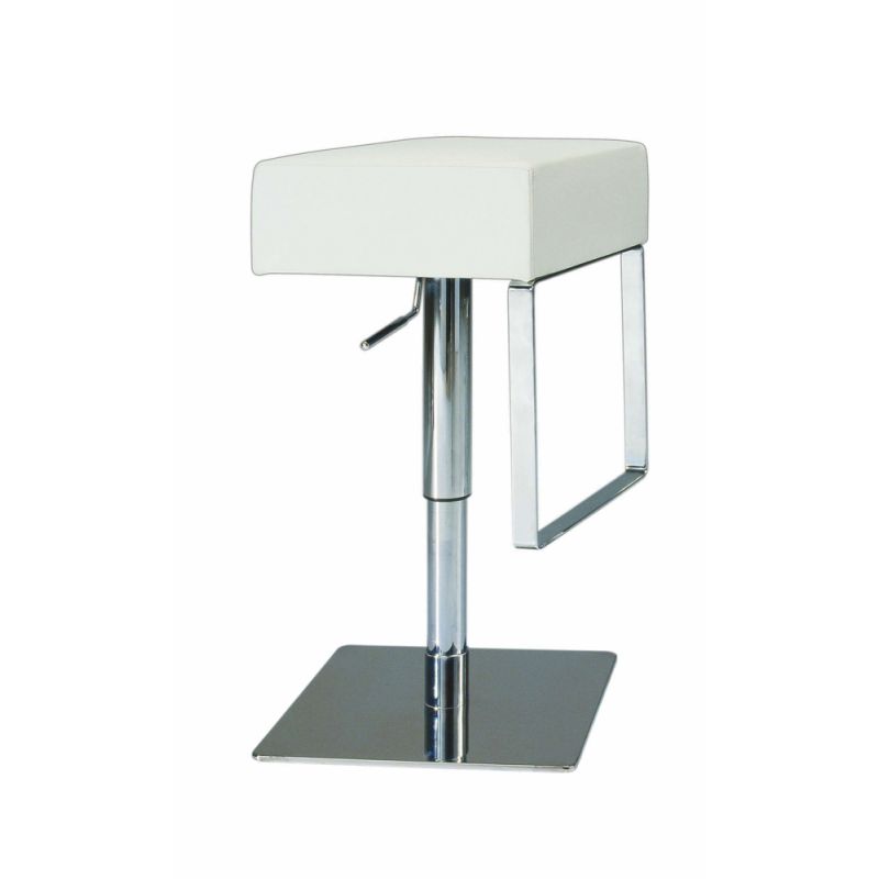 Chintaly - Pneumatic Gas Lift Adjustable Height Swivel Stool Brushed Stainless Steel - 0811-AS-WHT
